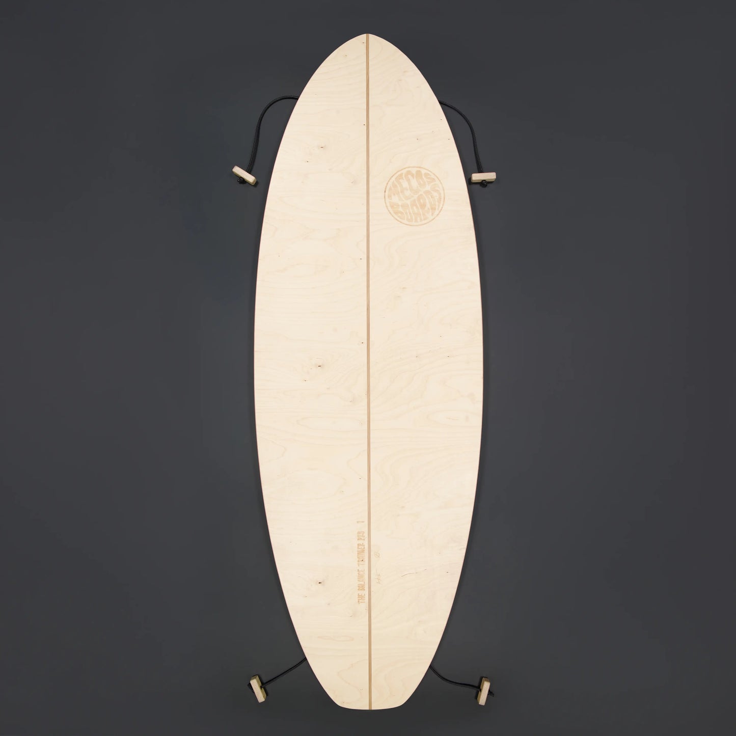 MECOS BOARDS The Balance Trainer Pro – Birkenholz Balance Board mit Seilzug, Swiss Made Surf Trainer