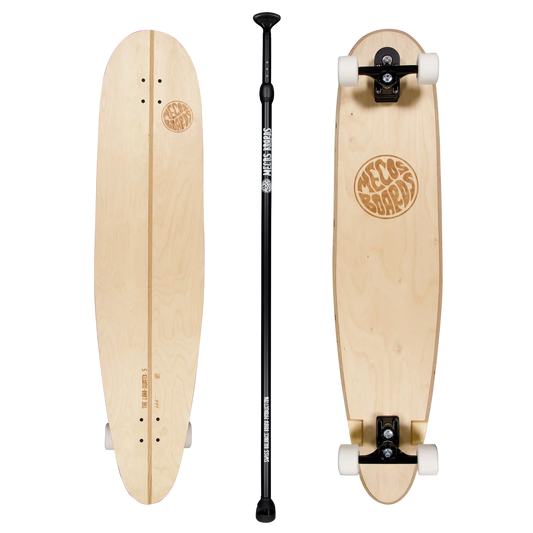 MECOS BOARDS The Land Surfer Set – Longboard & Land Paddle Komplett-Set für Landpaddling & SUP Training auf Asphalt