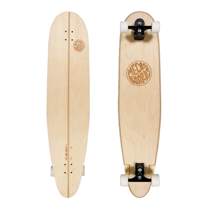 MECOS BOARDS The Land Surfer – Longboard Vorder- & Rückseite mit Surfskate-Achsen & Gravur, Swiss Made 120 cm