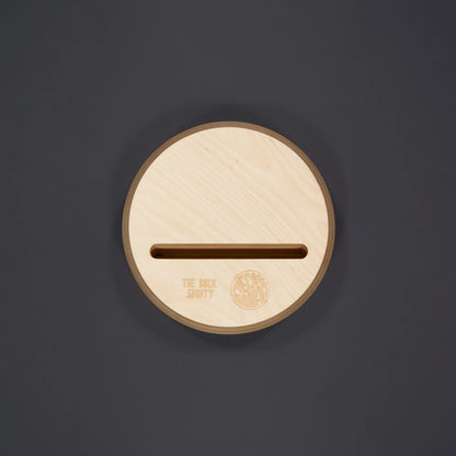 MECOS BOARDS THE RACK SHORTY Balance Board Ständer – Frontansicht, Zero Waste Birkenholz Swiss Made