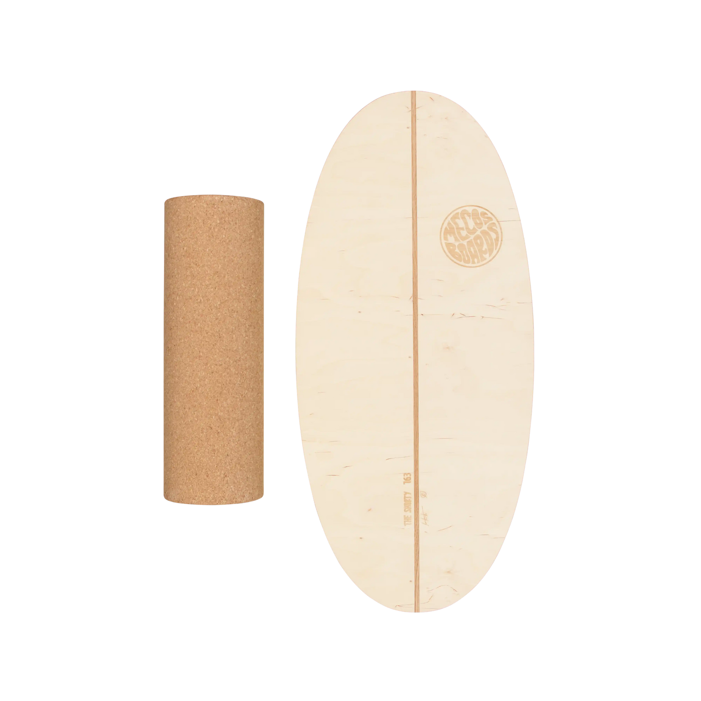 MECOS BOARDS The Shorty Balance Board – Set mit Korkrolle Freisteller, Swiss Made Birkenholz für Anfänger & Familie