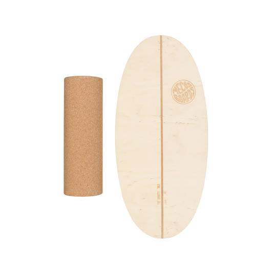 MECOS BOARDS The Shorty Balance Board – Set mit Korkrolle Freisteller, Swiss Made Birkenholz für Anfänger & Familie