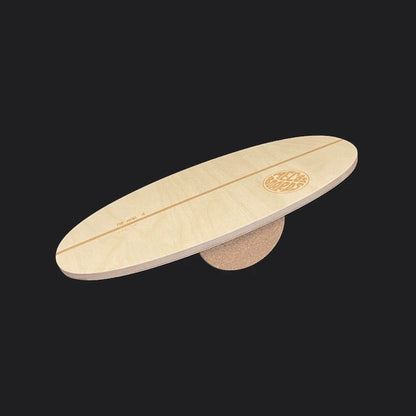 Mini Balance Board von Mecos Boards mit runder Korkrolle – kompaktes Balance-Board für Kinder und Anfänger.